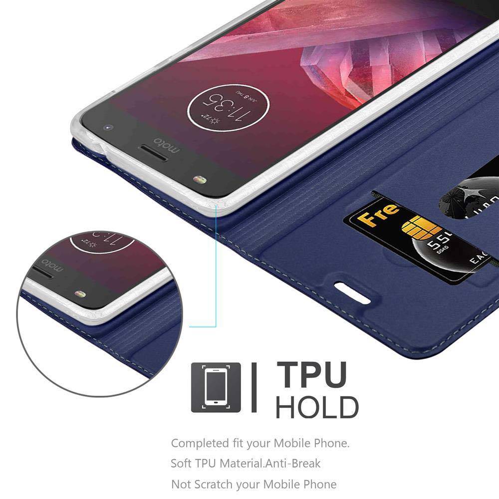 Cadorabo Handyhülle für Motorola MOTO Z2 Schutz Hülle in Blau Cover Etui Book Case Booklet