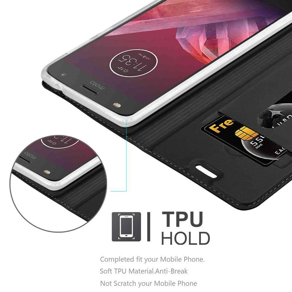 Cadorabo Handyhülle für Motorola MOTO Z2 Schutz Hülle in Schwarz Cover Etui Book Case Booklet