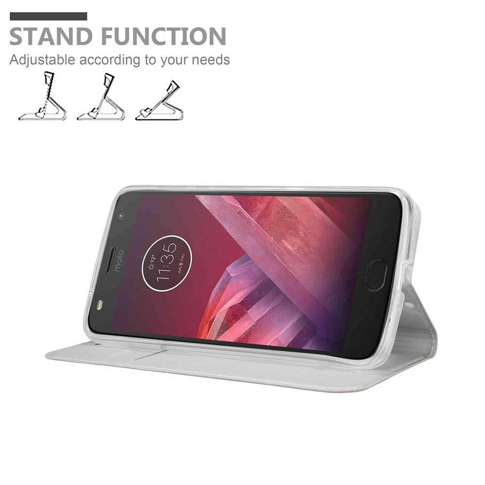 Cadorabo Handyhülle für Motorola MOTO Z2 Schutz Hülle in Silber Cover Etui Book Case Booklet