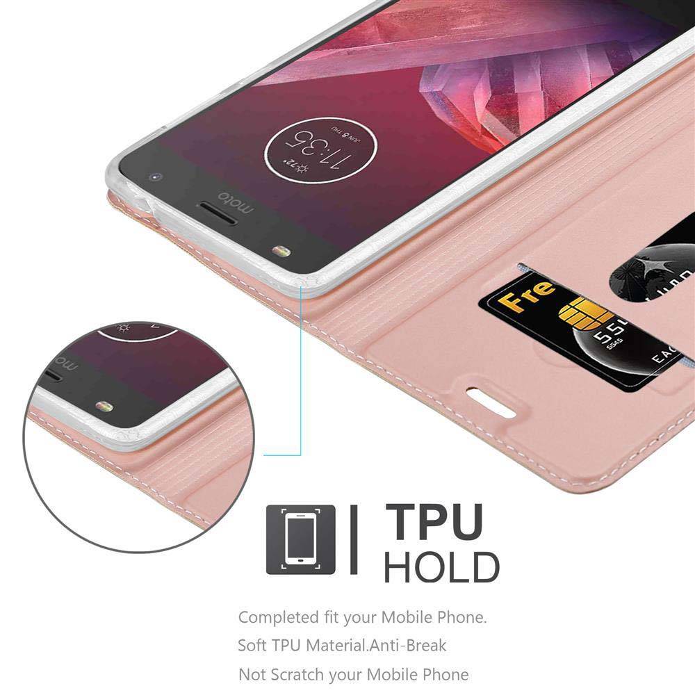 Cadorabo Handyhülle für Motorola MOTO Z2 PLAY / Z2 FORCE Schutz Hülle in Rosa Cover Etui Book Case Booklet