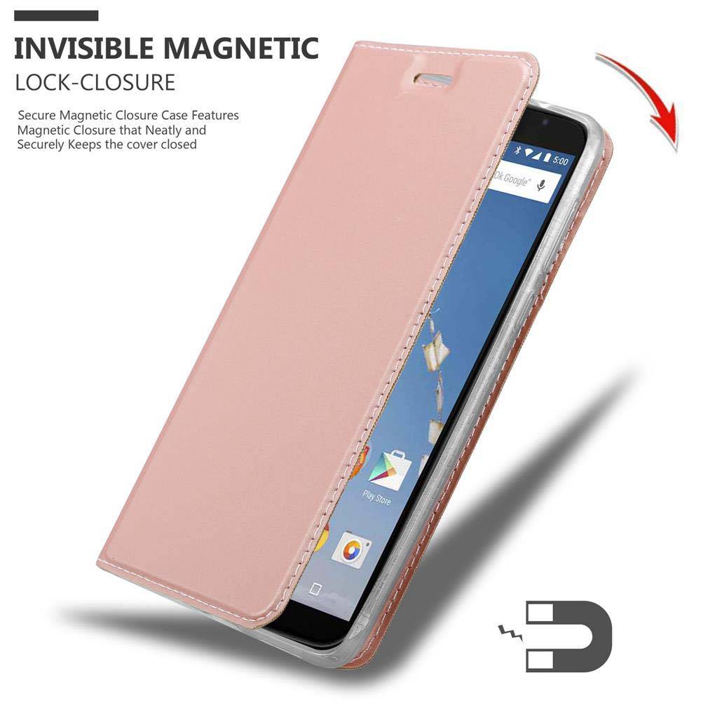 Cadorabo Handyhülle für Motorola Google NEXUS 6 Schutz Hülle in Rosa Cover Etui Book Case Booklet
