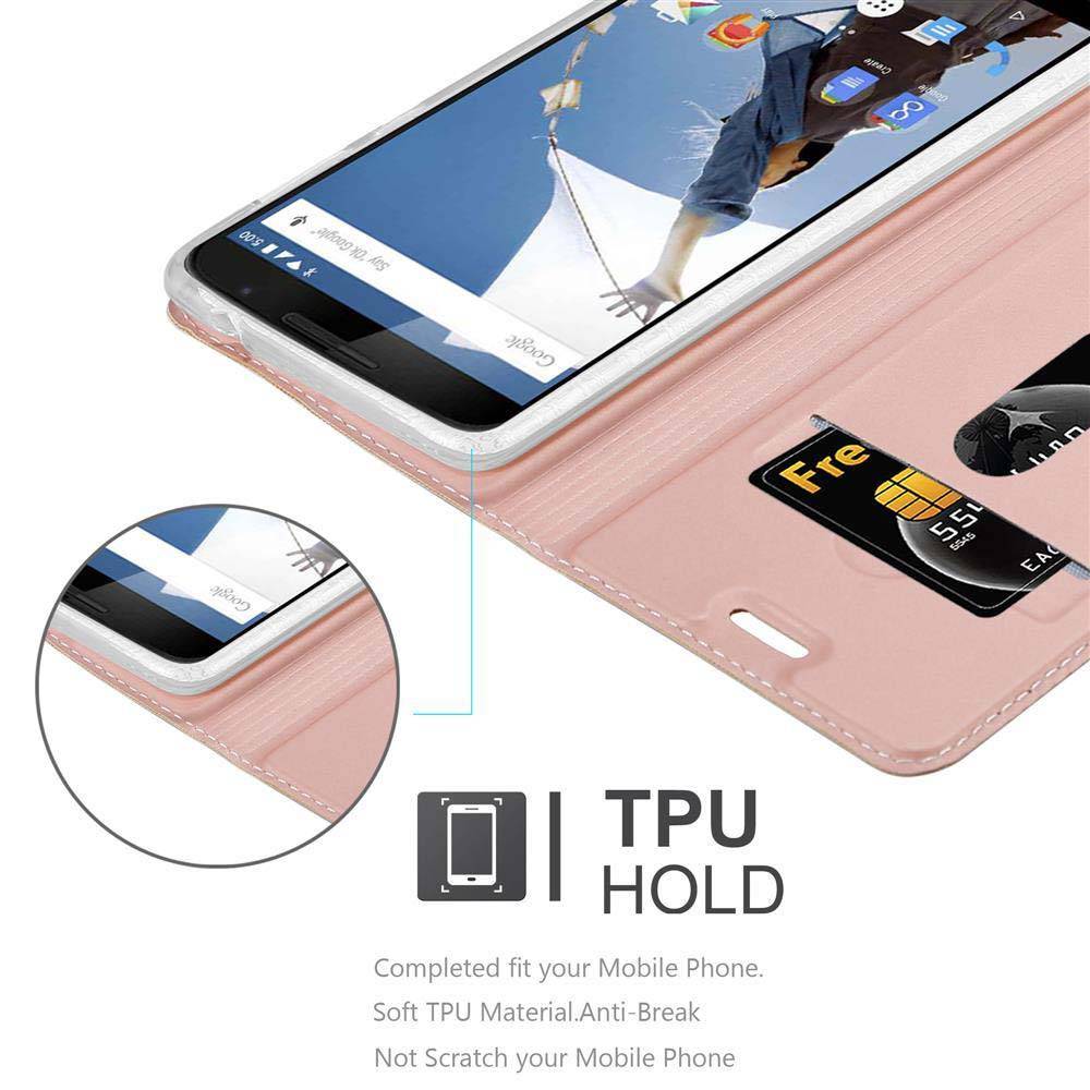 Cadorabo Handyhülle für Motorola Google NEXUS 6 Schutz Hülle in Rosa Cover Etui Book Case Booklet