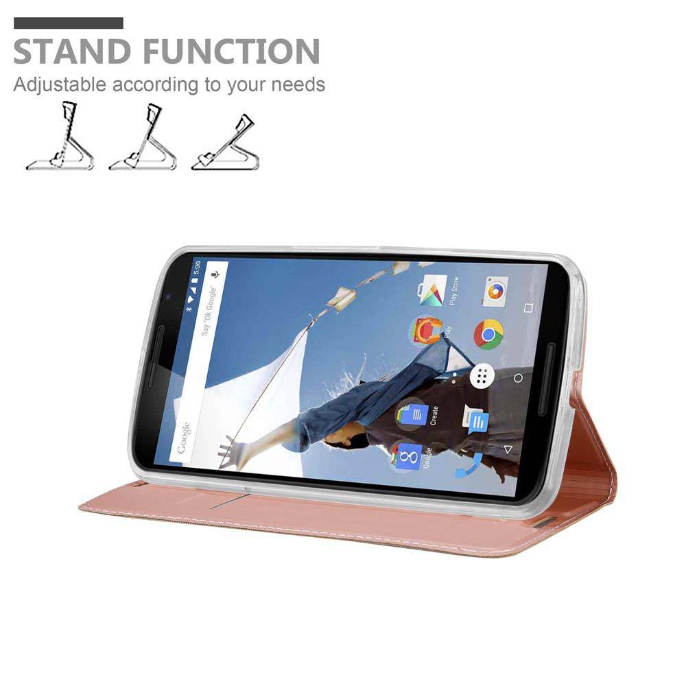 Cadorabo Handyhülle für Motorola Google NEXUS 6 Schutz Hülle in Rosa Cover Etui Book Case Booklet