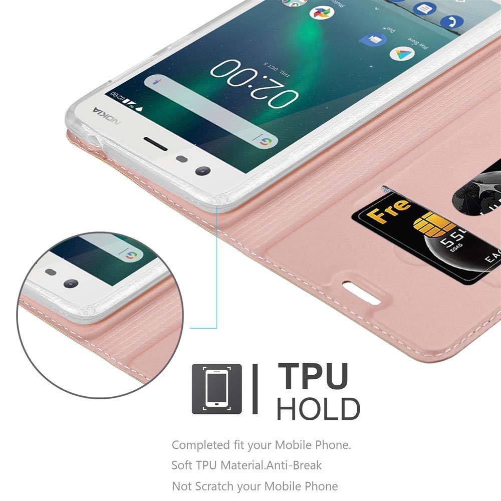 Cadorabo Handyhülle für Nokia 2 2017 Schutz Hülle in Rosa Cover Etui Book Case Booklet
