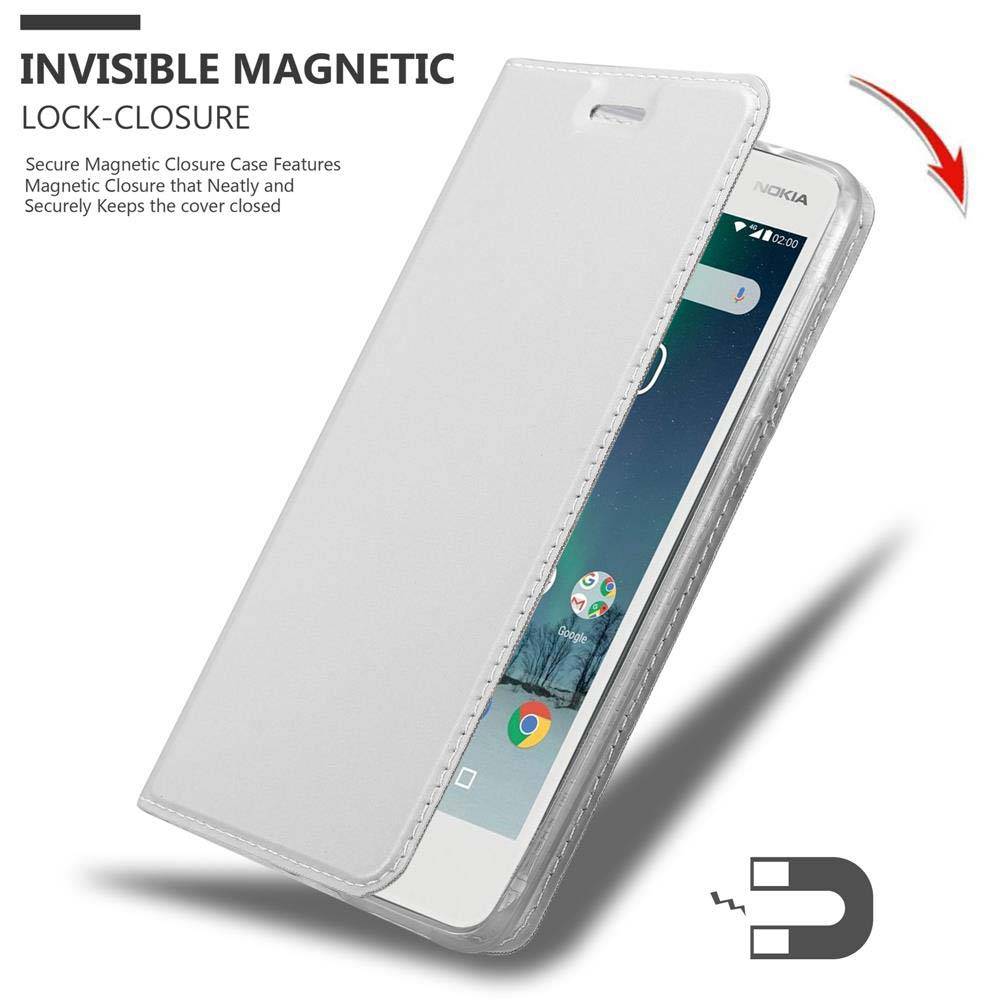 Cadorabo Handyhülle für Nokia 2 2017 Schutz Hülle in Silber Cover Etui Book Case Booklet
