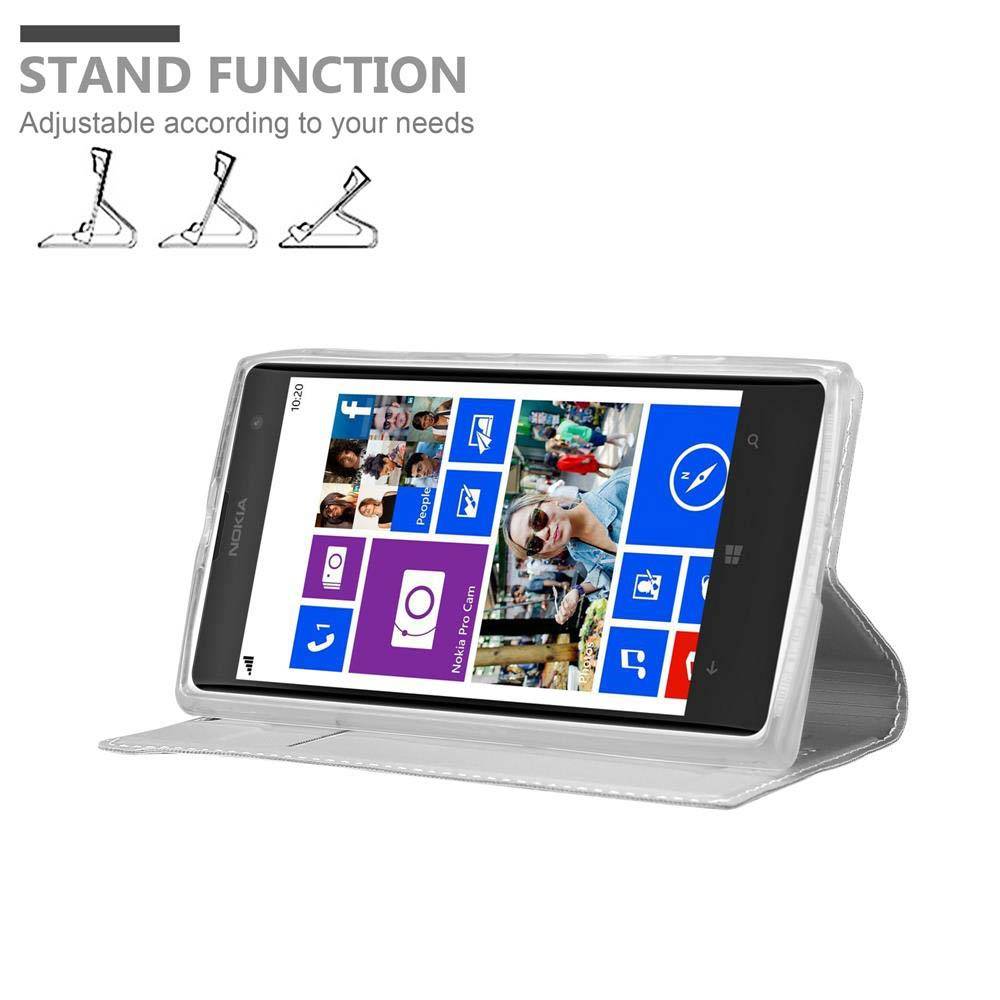 Cadorabo Handyhülle für Nokia Lumia 1020 Schutz Hülle in Silber Cover Etui Book Case Booklet