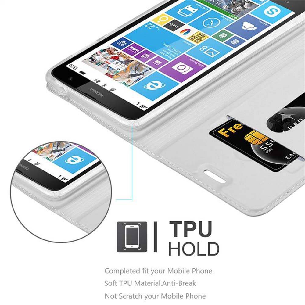 Cadorabo Handyhülle für Nokia Lumia 1320 Schutz Hülle in Silber Cover Etui Book Case Booklet