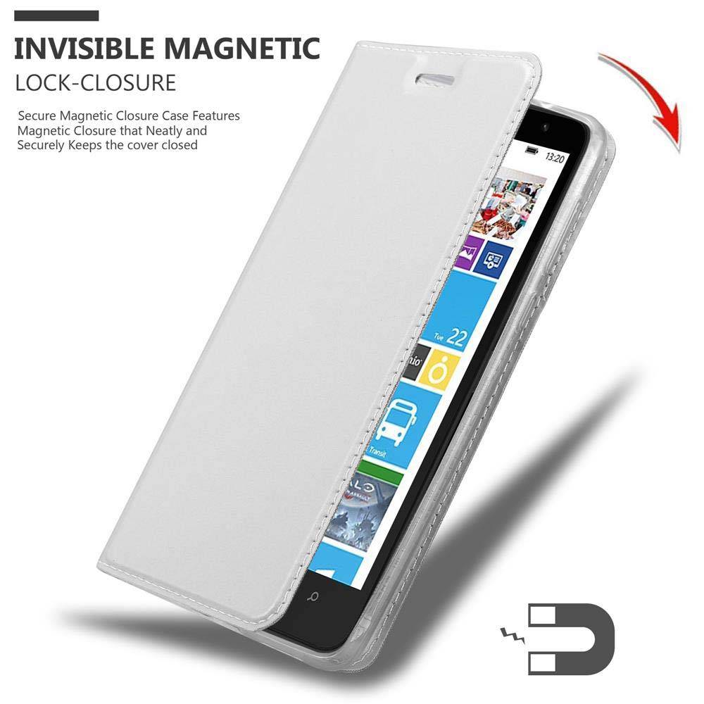 Cadorabo Handyhülle für Nokia Lumia 1320 Schutz Hülle in Silber Cover Etui Book Case Booklet