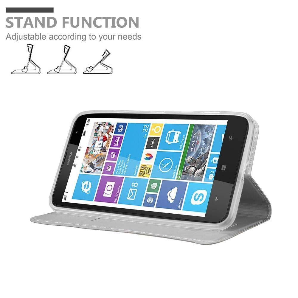 Cadorabo Handyhülle für Nokia Lumia 1320 Schutz Hülle in Silber Cover Etui Book Case Booklet