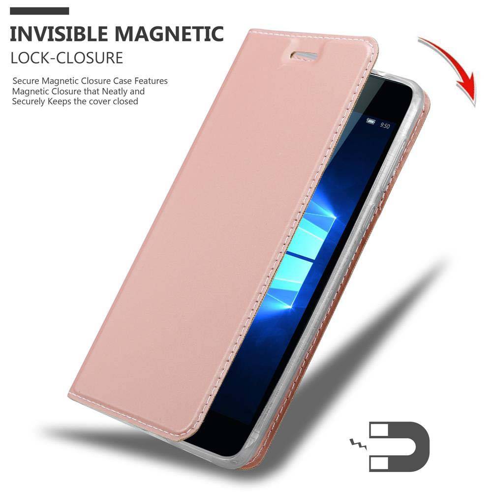 Cadorabo Handyhülle für Nokia Lumia 950 Schutz Hülle in Rosa Cover Etui Book Case Booklet
