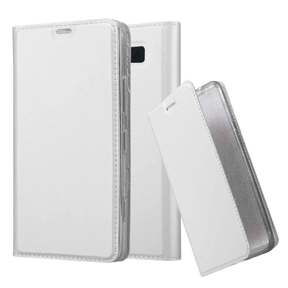 Cadorabo Handyhülle für Nokia Lumia 950 Schutz Hülle in Silber Cover Etui Book Case Booklet