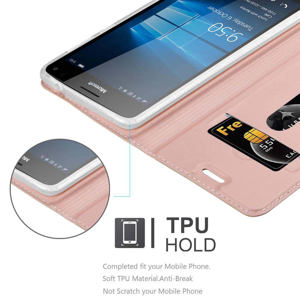 Cadorabo Handyhülle für Nokia Lumia 950 XL Schutz Hülle in Rosa Cover Etui Book Case Booklet
