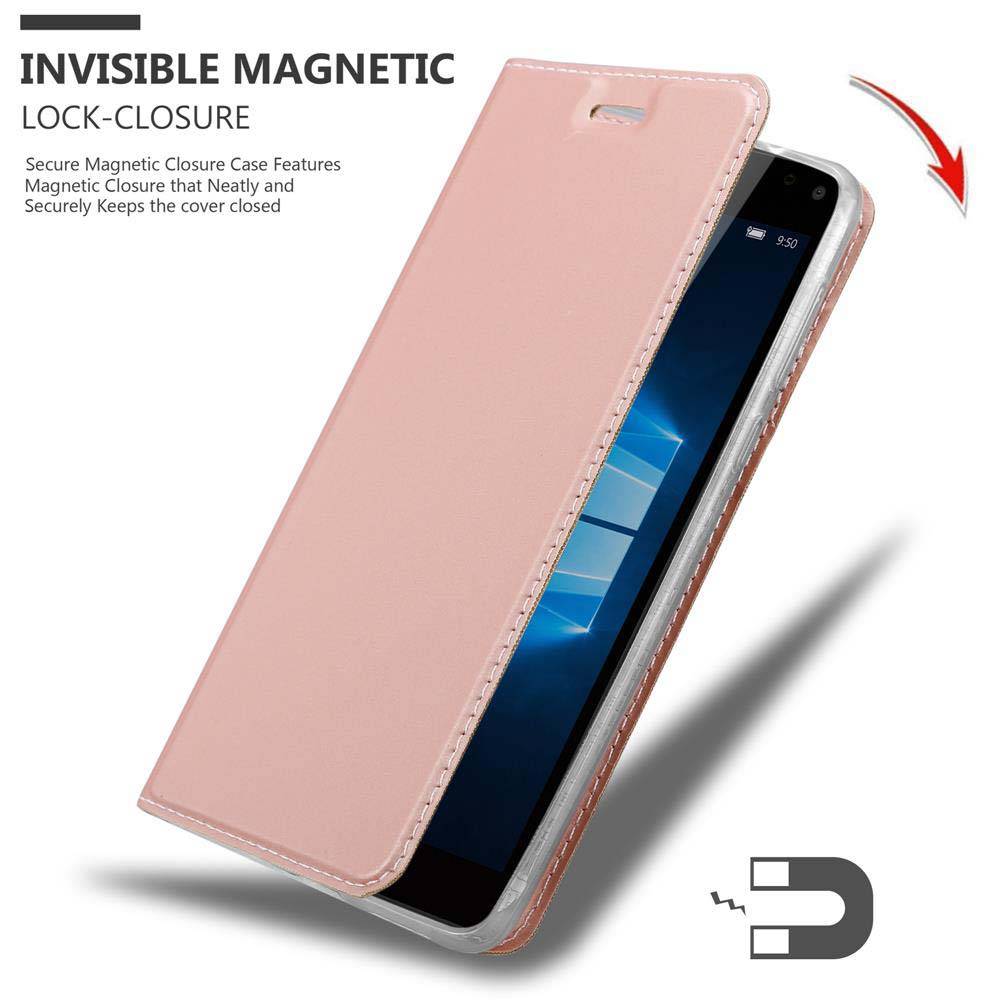 Cadorabo Handyhülle für Nokia Lumia 950 XL Schutz Hülle in Rosa Cover Etui Book Case Booklet