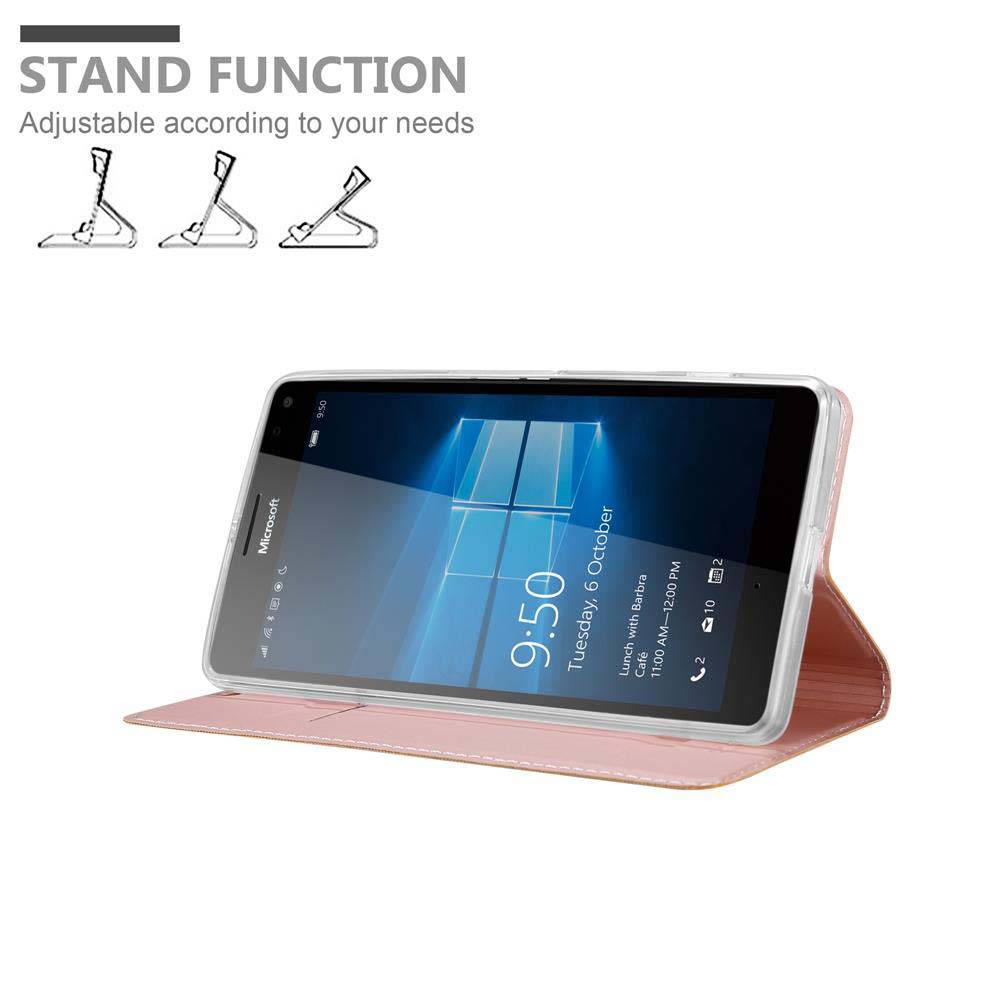 Cadorabo Handyhülle für Nokia Lumia 950 XL Schutz Hülle in Rosa Cover Etui Book Case Booklet