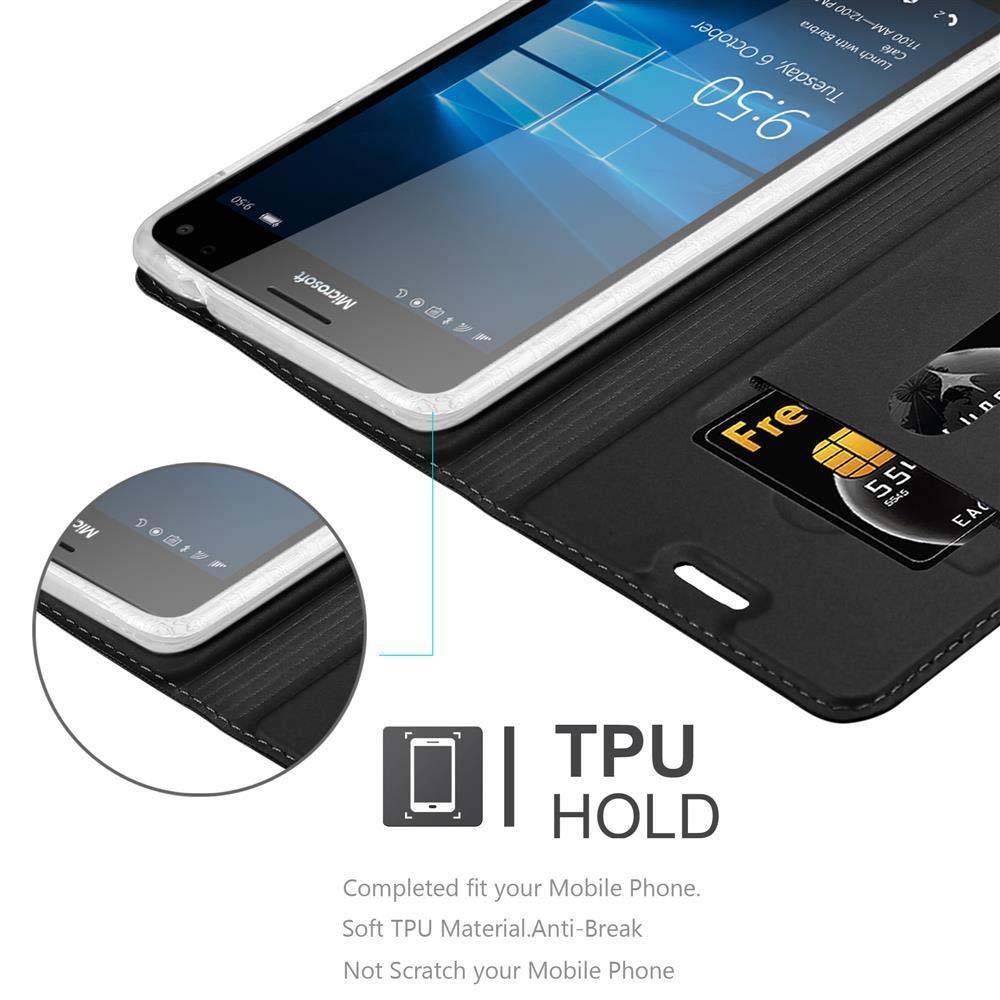 Cadorabo Handyhülle für Nokia Lumia 950 XL Schutz Hülle in Schwarz Cover Etui Book Case Booklet