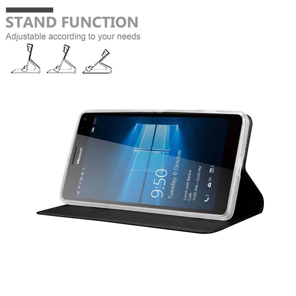 Cadorabo Handyhülle für Nokia Lumia 950 XL Schutz Hülle in Schwarz Cover Etui Book Case Booklet