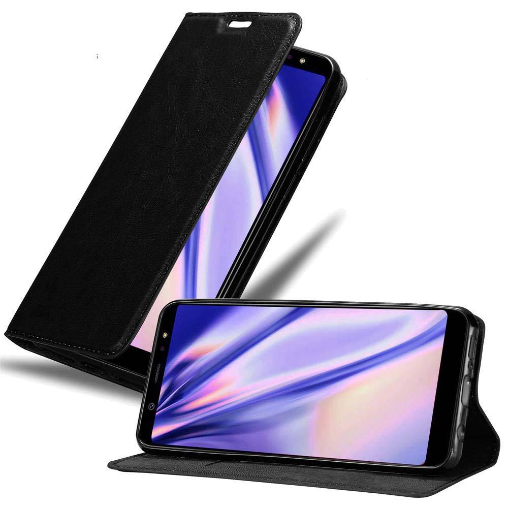 Cadorabo Hülle für Samsung Galaxy A6 PLUS 2018 Schutz Hülle in Schwarz Handyhülle Etui Case Cover Magnetverschluss