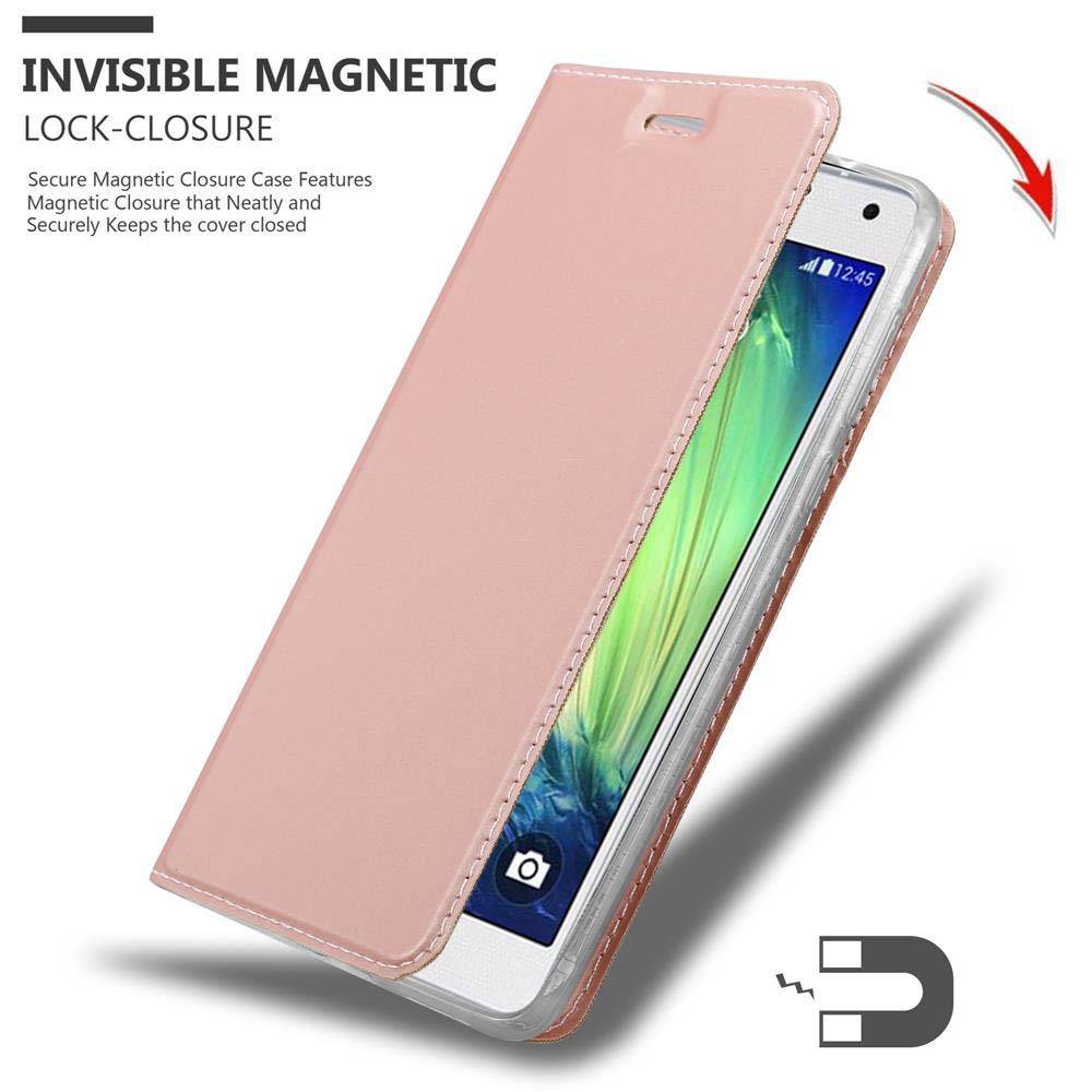 Cadorabo Handyhülle für Samsung Galaxy A7 2015 Schutz Hülle in Rosa Cover Etui Book Case Booklet