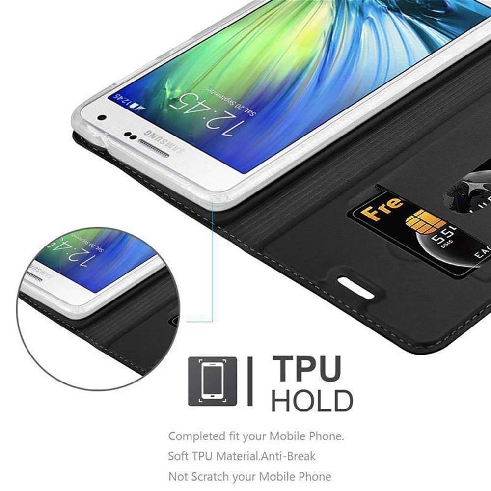 Cadorabo Handyhülle für Samsung Galaxy A7 2015 Schutz Hülle in Schwarz Cover Etui Book Case Booklet