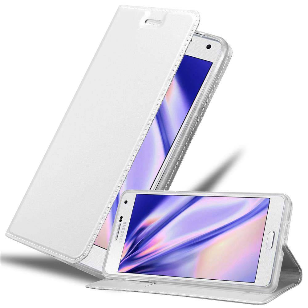 Cadorabo Handyhülle für Samsung Galaxy A7 2015 Schutz Hülle in Silber Cover Etui Book Case Booklet