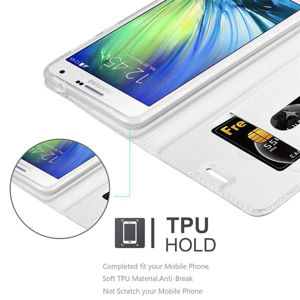 Cadorabo Handyhülle für Samsung Galaxy A7 2015 Schutz Hülle in Silber Cover Etui Book Case Booklet
