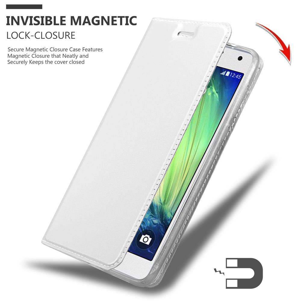 Cadorabo Handyhülle für Samsung Galaxy A7 2015 Schutz Hülle in Silber Cover Etui Book Case Booklet