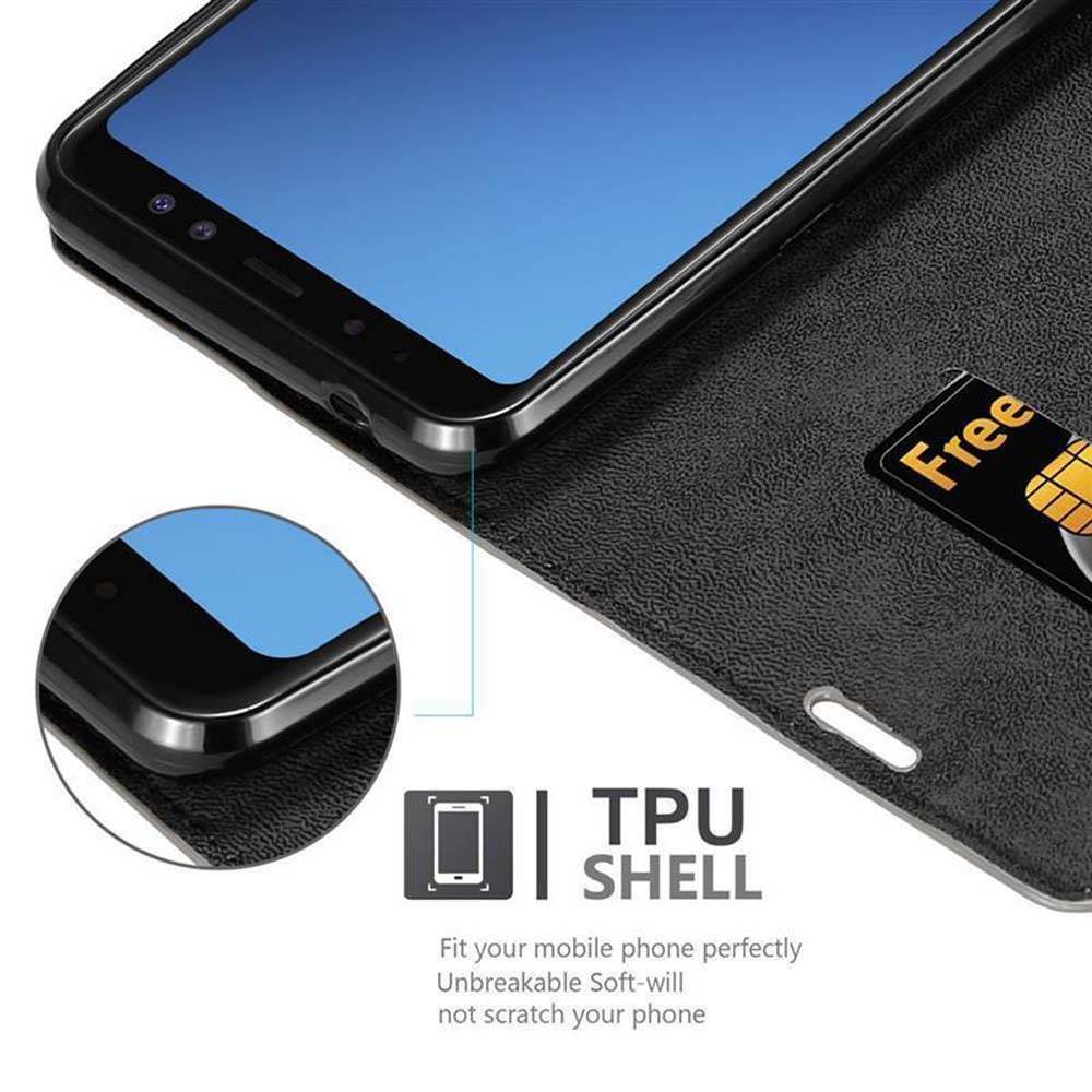 Cadorabo Hülle für Samsung Galaxy A8 2018 Schutz Hülle in Braun Handyhülle Etui Case Cover Magnetverschluss