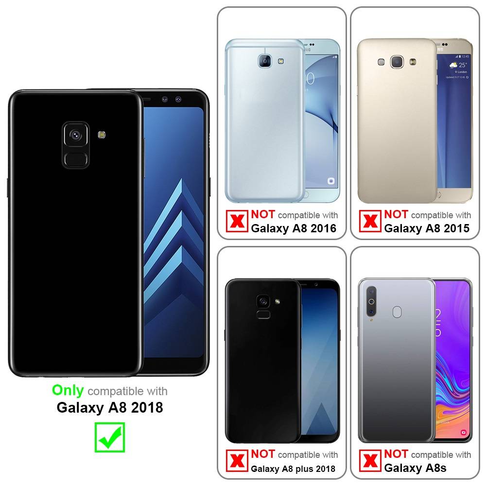Cadorabo Hülle für Samsung Galaxy A8 2018 Schutz Hülle in Schwarz Handyhülle Etui Case Cover Magnetverschluss