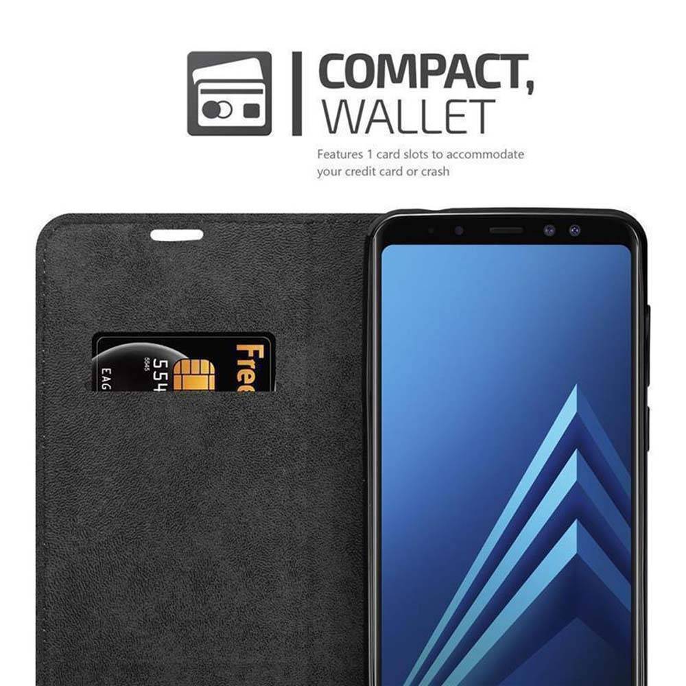 Cadorabo Hülle für Samsung Galaxy A8 2018 Schutz Hülle in Schwarz Handyhülle Etui Case Cover Magnetverschluss