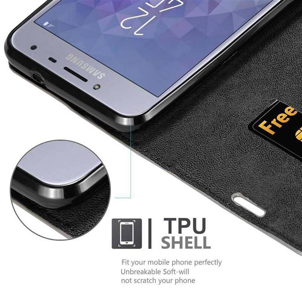 Cadorabo Hülle für Samsung Galaxy J4 2018 Schutz Hülle in Braun Handyhülle Etui Case Cover Magnetverschluss