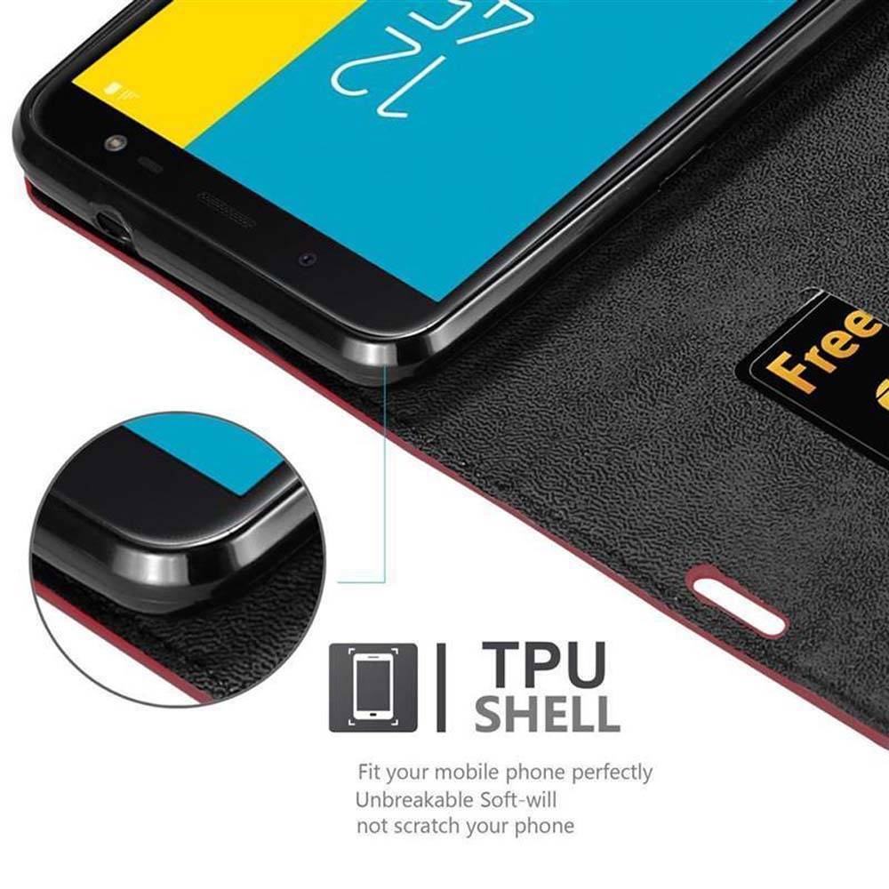 Cadorabo Hülle für Samsung Galaxy J6 2018 Schutz Hülle in Rot Handyhülle Etui Case Cover Magnetverschluss