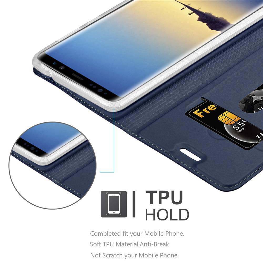 Cadorabo Handyhülle für Samsung Galaxy NOTE 8 Schutz Hülle in Blau Cover Etui Book Case Booklet