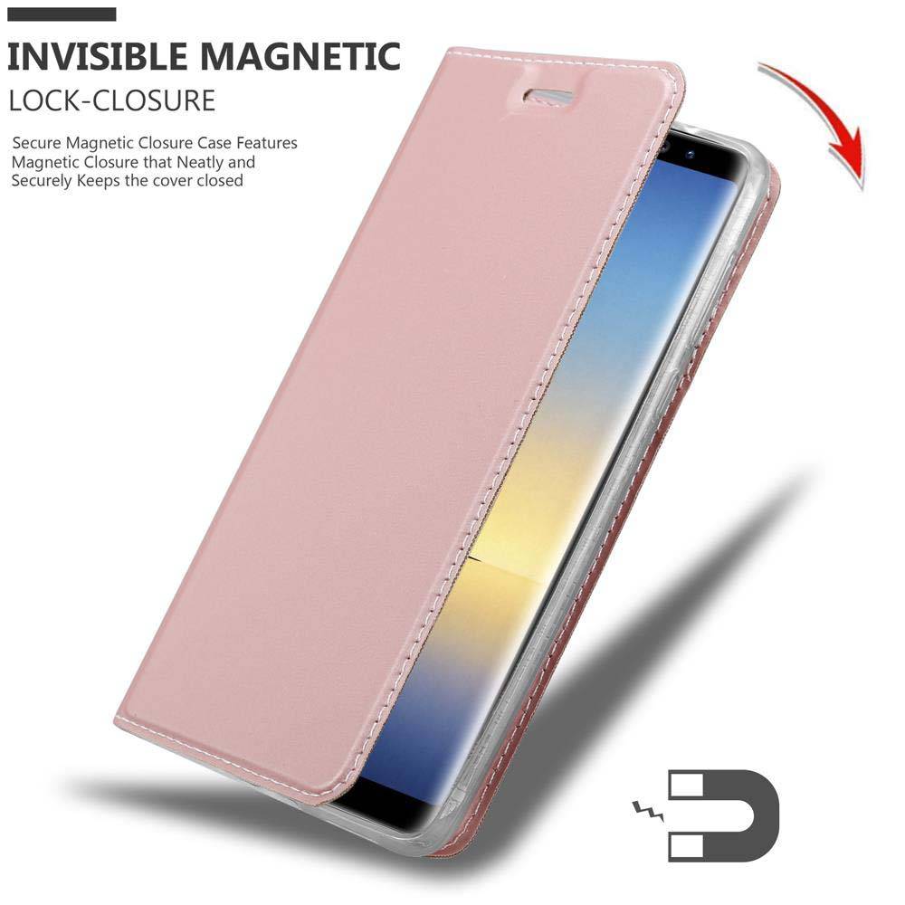 Cadorabo Handyhülle für Samsung Galaxy NOTE 8 Schutz Hülle in Rosa Cover Etui Book Case Booklet