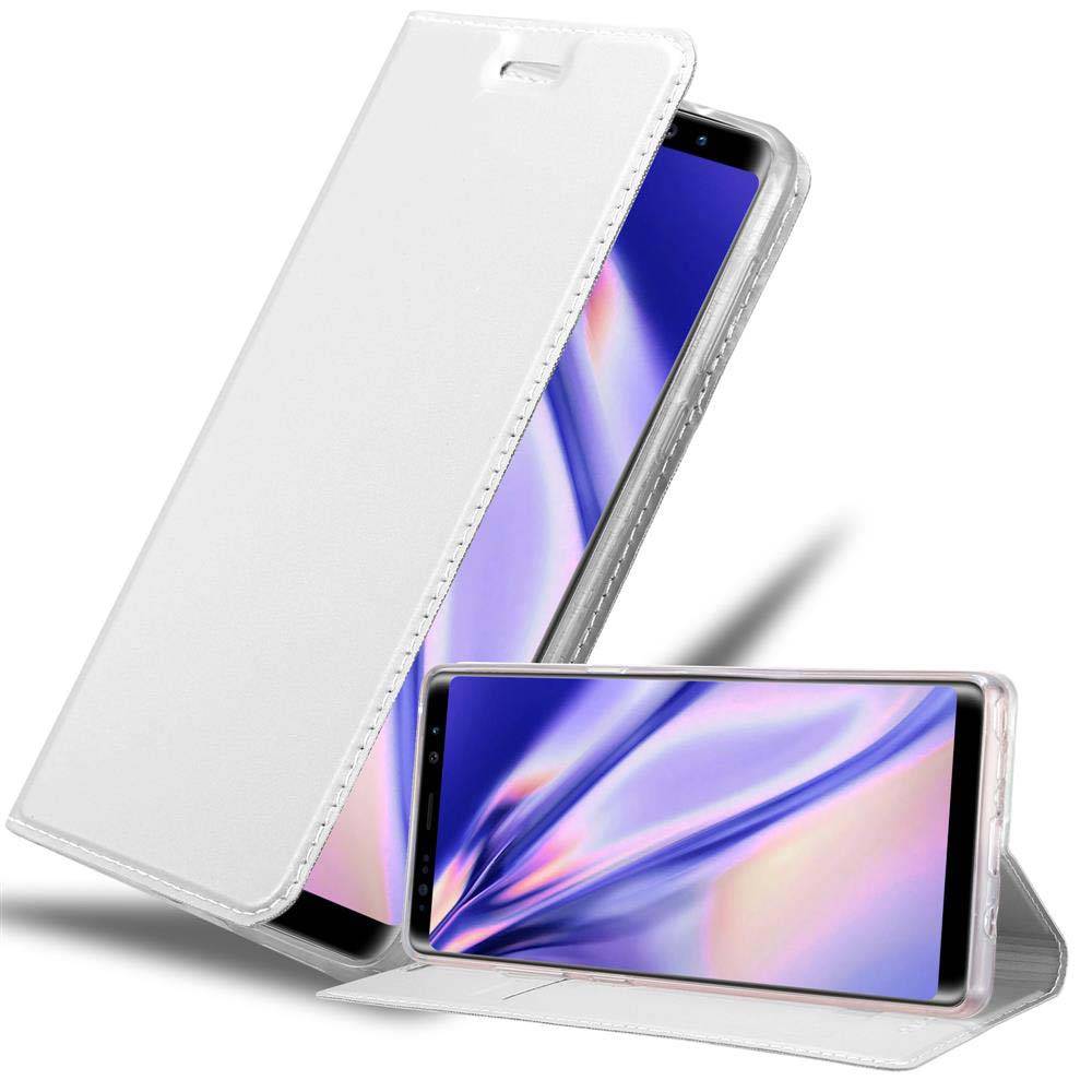 Cadorabo Handyhülle für Samsung Galaxy NOTE 8 Schutz Hülle in Silber Cover Etui Book Case Booklet