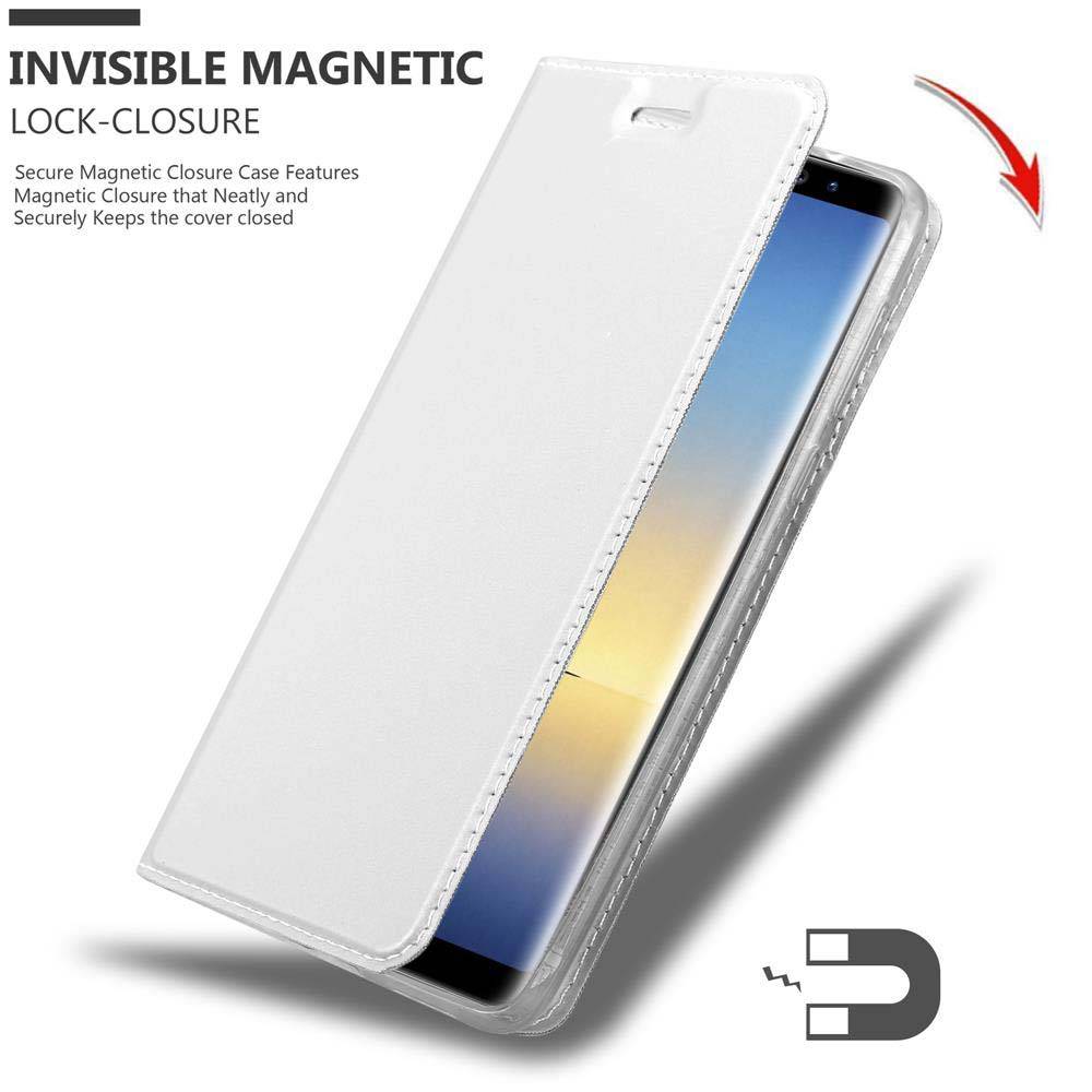 Cadorabo Handyhülle für Samsung Galaxy NOTE 8 Schutz Hülle in Silber Cover Etui Book Case Booklet