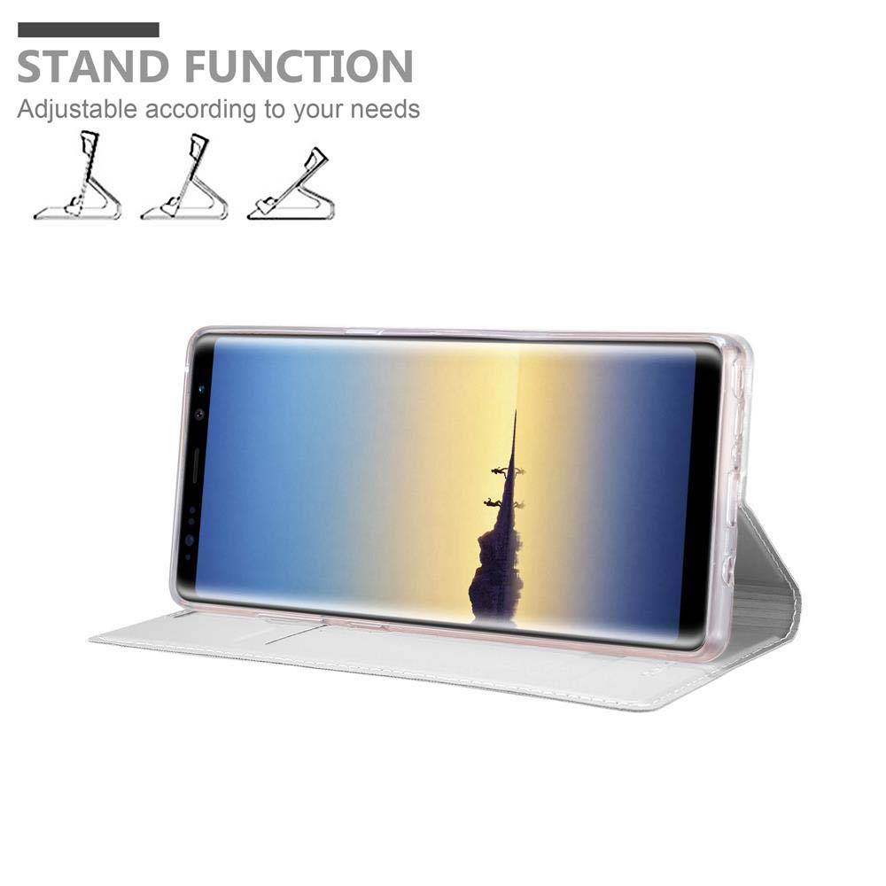 Cadorabo Handyhülle für Samsung Galaxy NOTE 8 Schutz Hülle in Silber Cover Etui Book Case Booklet