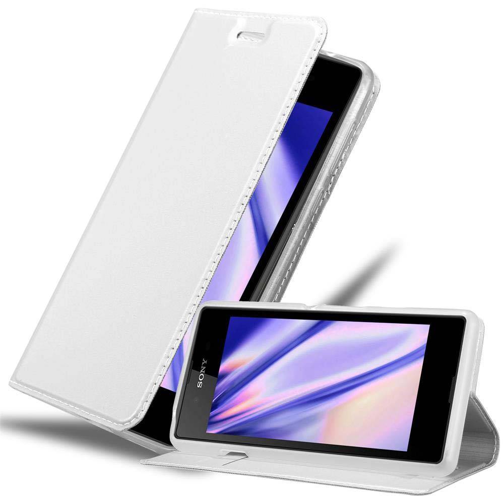 Cadorabo Handyhülle für Sony Xperia E3 Schutz Hülle in Silber Cover Etui Book Case Booklet