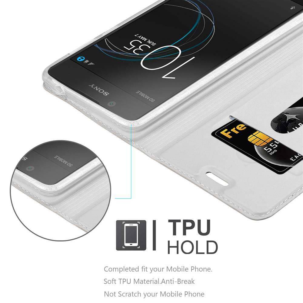 Cadorabo Handyhülle für Sony Xperia L1 Schutz Hülle in Silber Cover Etui Book Case Booklet