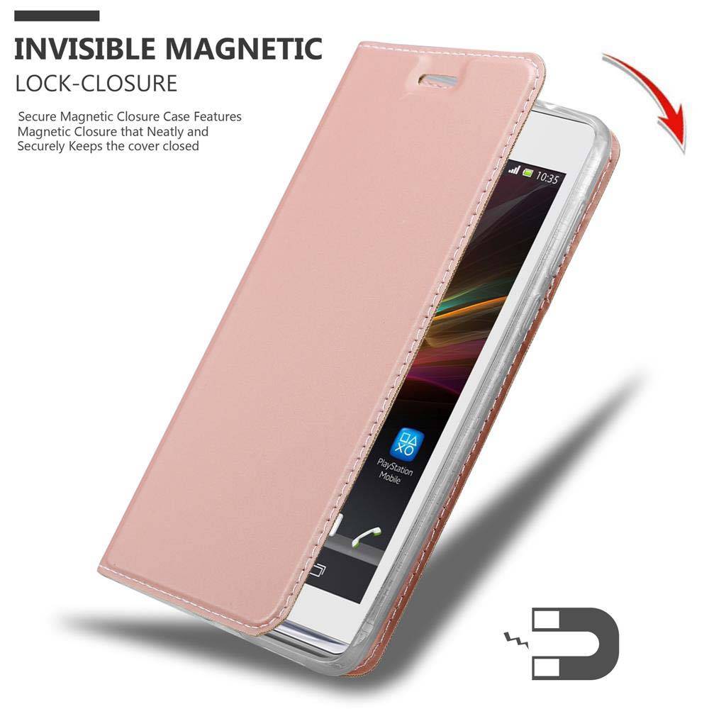 Cadorabo Handyhülle für Sony Xperia SP Schutz Hülle in Rosa Cover Etui Book Case Booklet