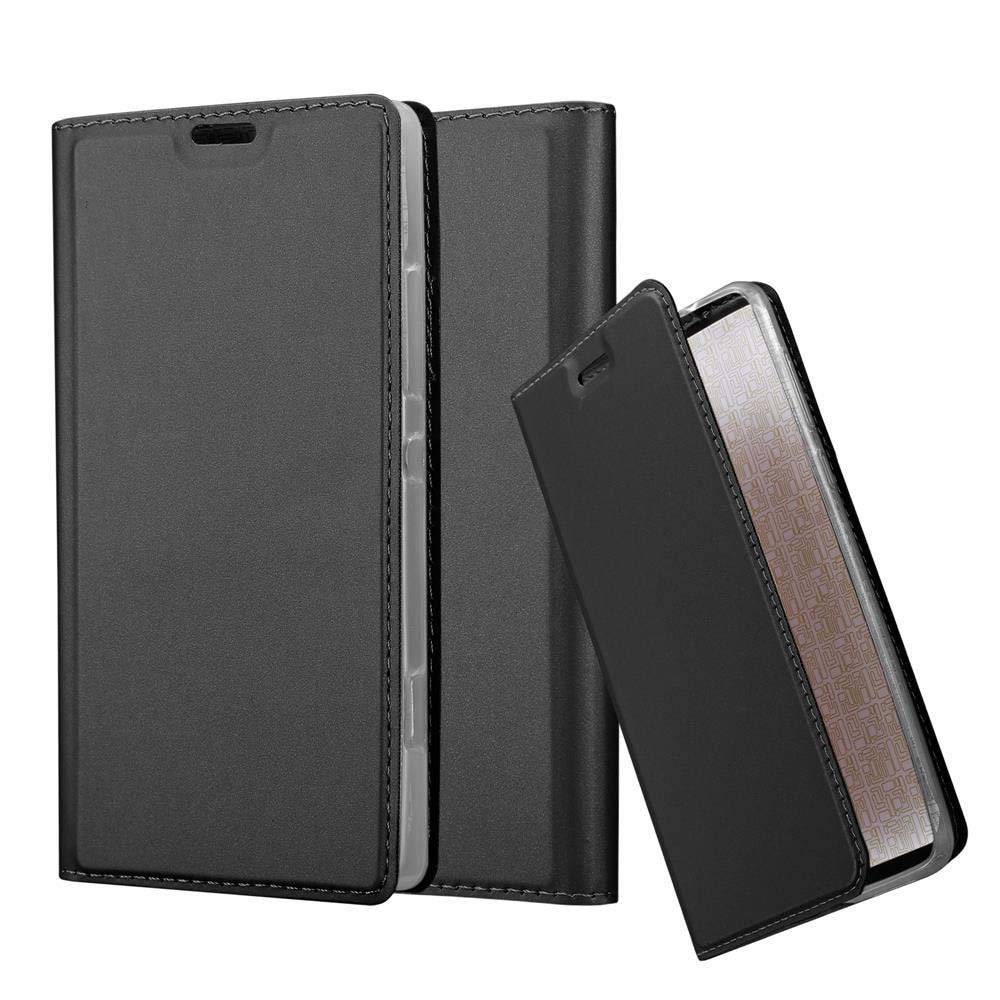 Cadorabo Handy Hülle für Sony Xperia SP Hülle in CLASSY SCHWARZ , Schutzhülle case cover mit Kartenfach, Standfunktion, Magnetverschluss im Classy