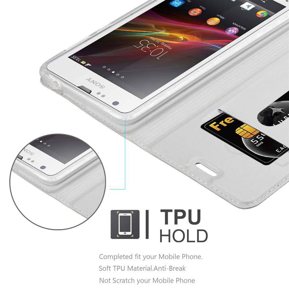 Cadorabo Handyhülle für Sony Xperia SP Schutz Hülle in Silber Cover Etui Book Case Booklet