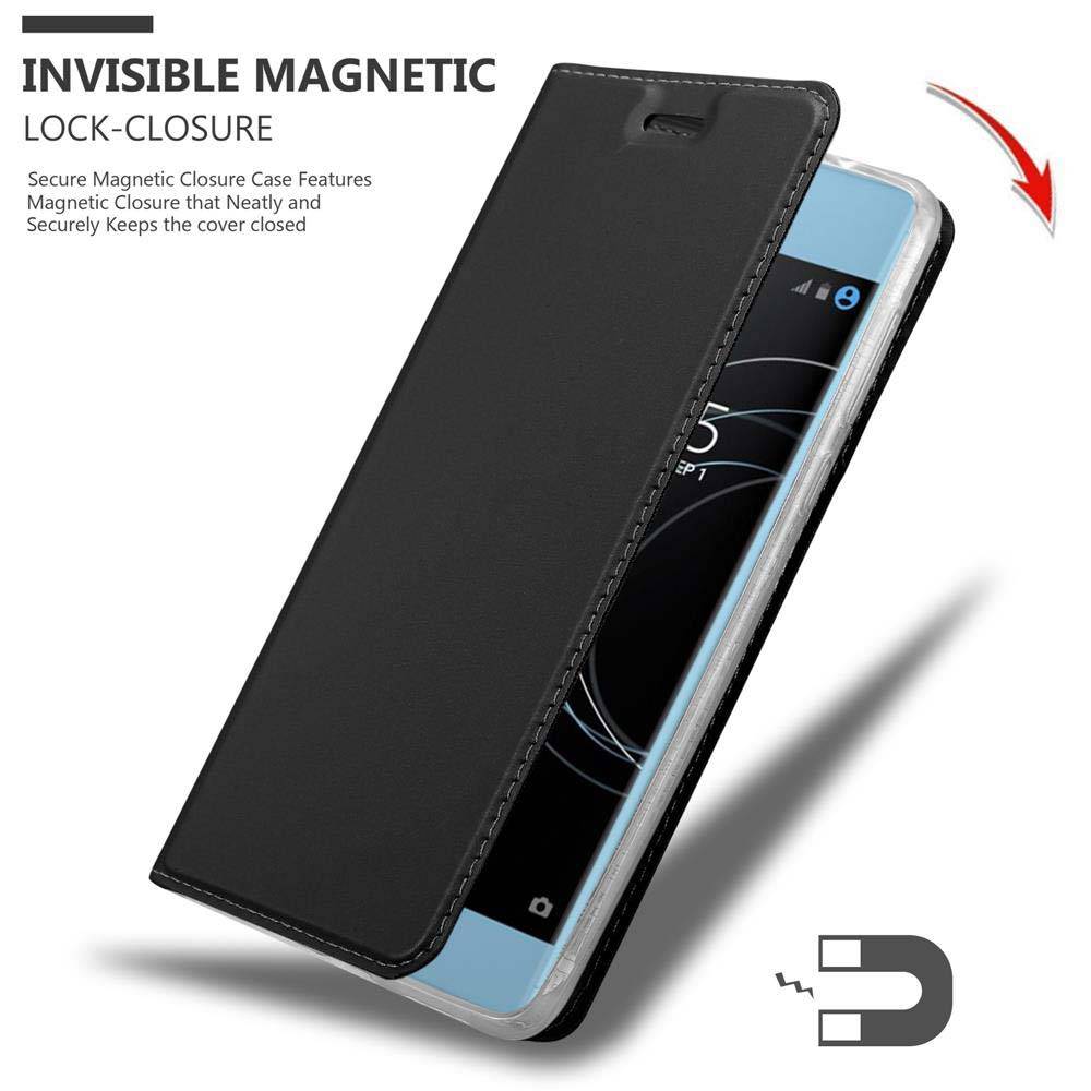 Cadorabo Handyhülle für Sony Xperia XA1 Schutz Hülle in Schwarz Cover Etui Book Case Booklet