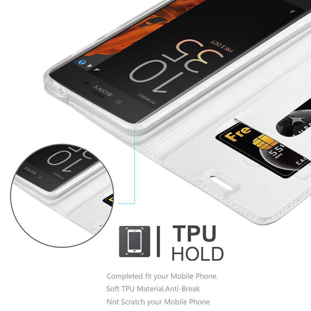 Cadorabo Handyhülle für Sony Xperia XZ / XZs Schutz Hülle in Silber Cover Etui Book Case Booklet