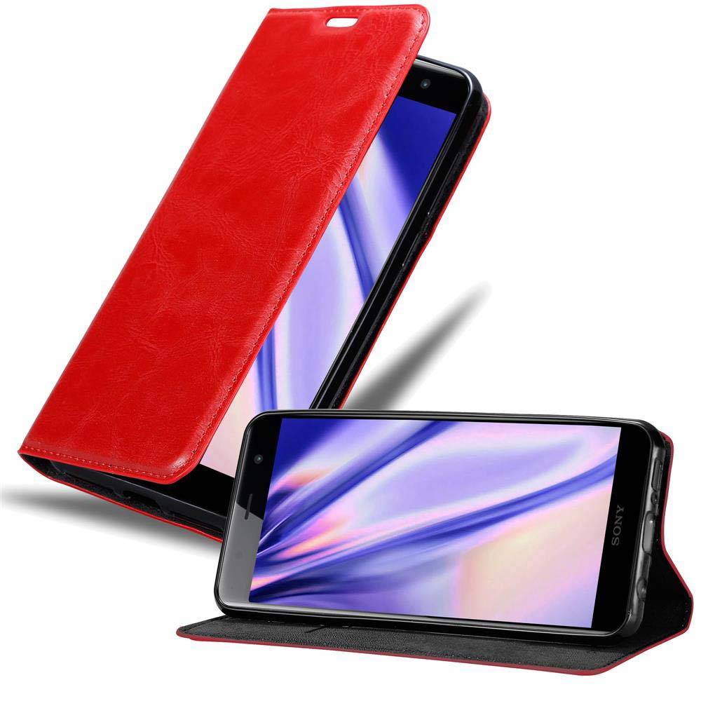 Cadorabo Hülle für Sony Xperia XZ2 PREMIUM Schutz Hülle in Rot Handyhülle Etui Case Cover Magnetverschluss