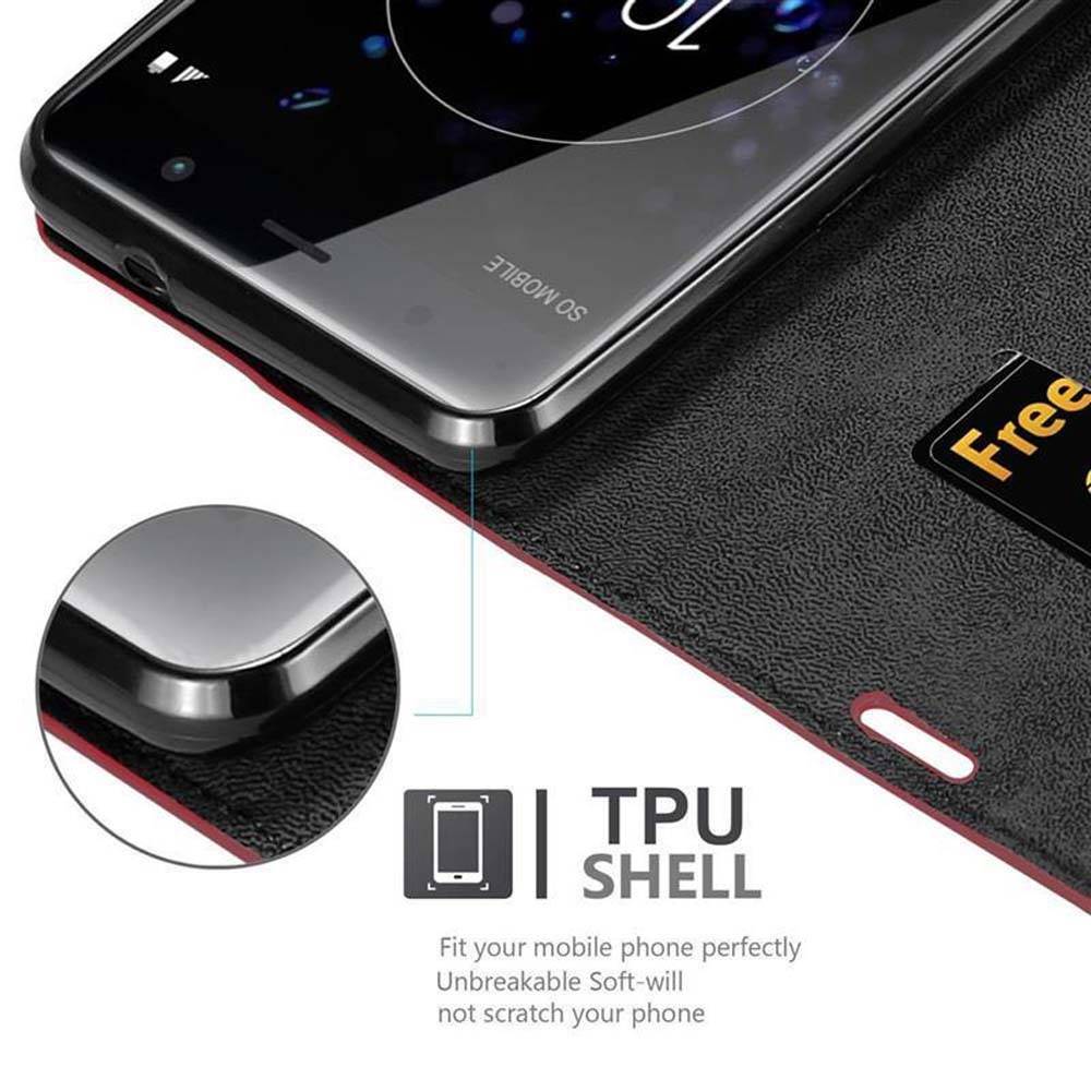 Cadorabo Hülle für Sony Xperia XZ2 PREMIUM Schutz Hülle in Rot Handyhülle Etui Case Cover Magnetverschluss