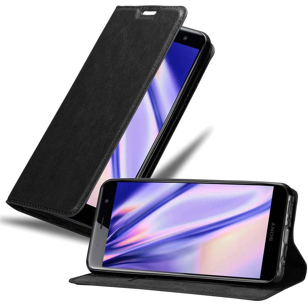 Cadorabo Hülle für Sony Xperia XZ2 PREMIUM Schutz Hülle in Schwarz Handyhülle Etui Case Cover Magnetverschluss