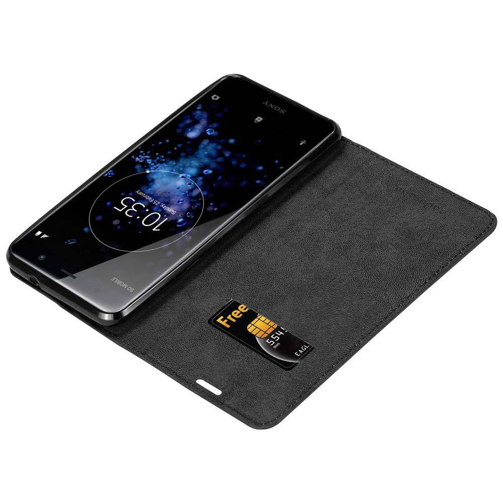 Cadorabo Hülle für Sony Xperia XZ2 PREMIUM Schutz Hülle in Schwarz Handyhülle Etui Case Cover Magnetverschluss