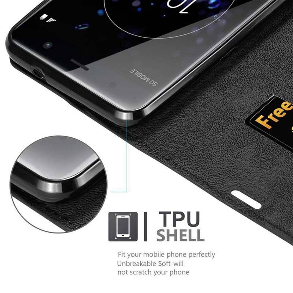 Cadorabo Hülle für Sony Xperia XZ2 PREMIUM Schutz Hülle in Schwarz Handyhülle Etui Case Cover Magnetverschluss
