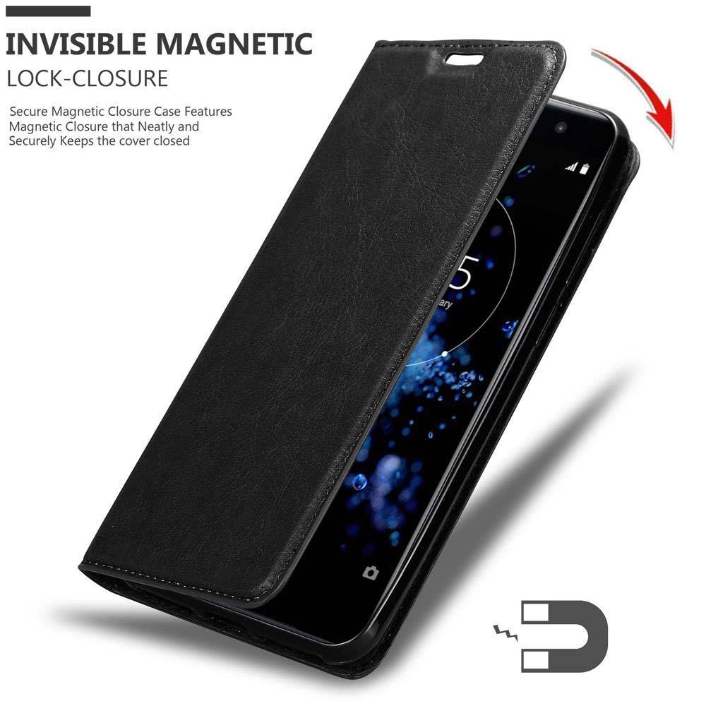Cadorabo Hülle für Sony Xperia XZ2 PREMIUM Schutz Hülle in Schwarz Handyhülle Etui Case Cover Magnetverschluss