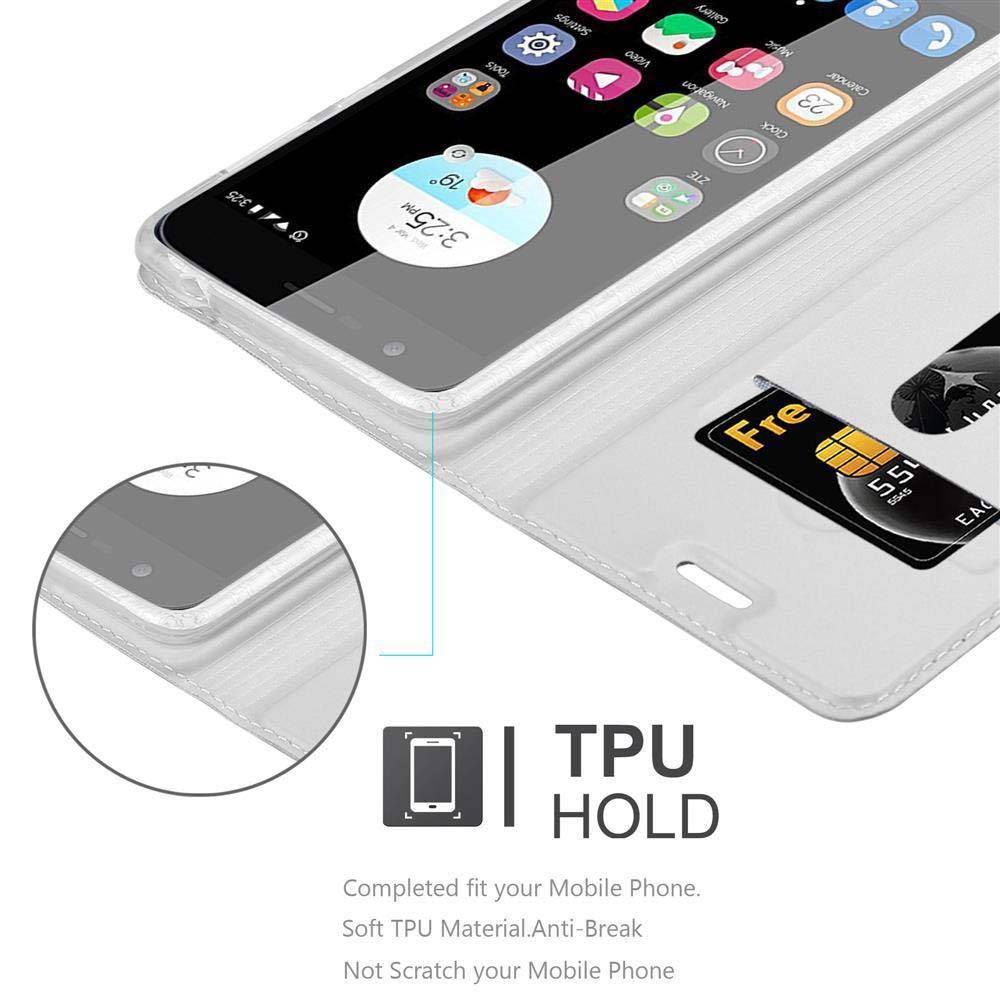 Cadorabo Handyhülle für ZTE Blade V8 Schutz Hülle in Silber Cover Etui Book Case Booklet